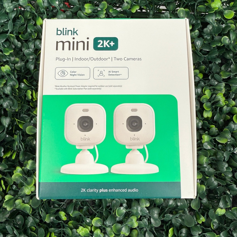 Blink Mini 2K+ Smart Security Camera 2-Pack White Indoor Outdoor 2K Resolution